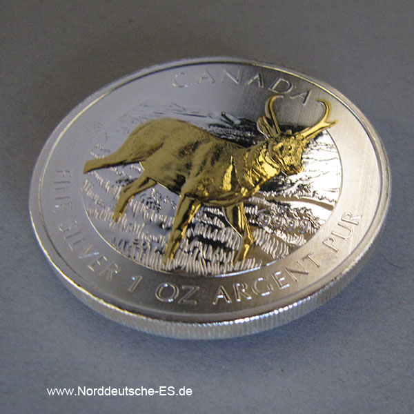 Kanada 5 Dollar 1 oz Silber Vergoldet Antilope 2013