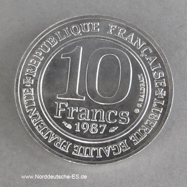 Frankreich 10 Francs Silber 1987 Hugo Capet