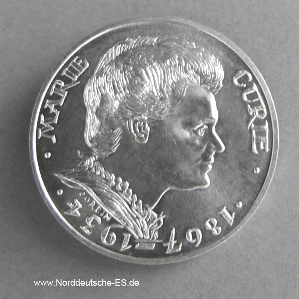 Frankreich 100 Francs Silber 1984 Marie Curie