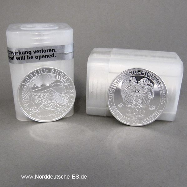 Armenien 1 oz Arche Noah Silbermünzen 500 DRAM Tube