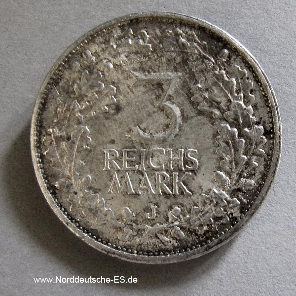 Deutsches Reich 3 Reichsmark Rheinland 1925