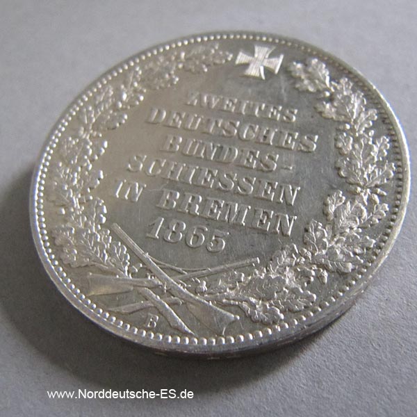 1 Taler Silber 1865 Bundesschießen Bremen