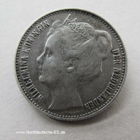 Niederlande 1_2 Gulden Holland Silber 1907 Wilhelmina