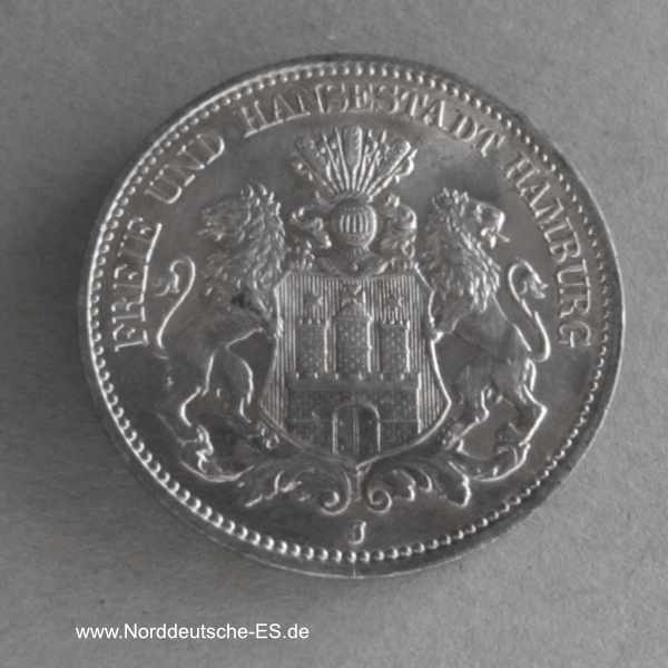 Deutsches Reich 2 Mark Silber 1892-1914 Hansestadt Hamburg