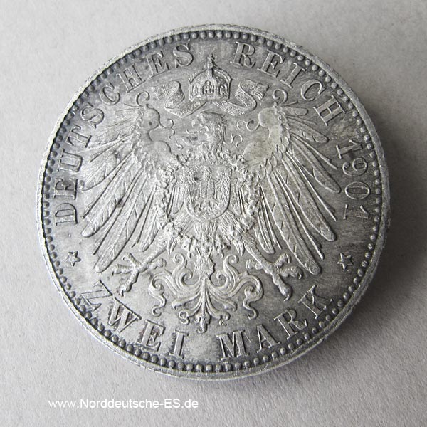 Lübeck Zwei Mark 1901 A Silbermünz
