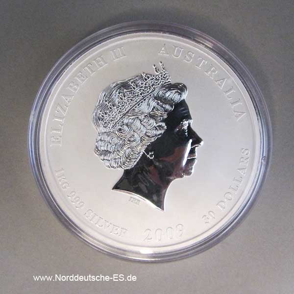 Australien 2009 Silbermünze 1 Kg Lunar II Ochse