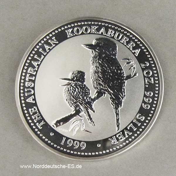 Australien Kookaburra 2 oz Silbermünze 1999
