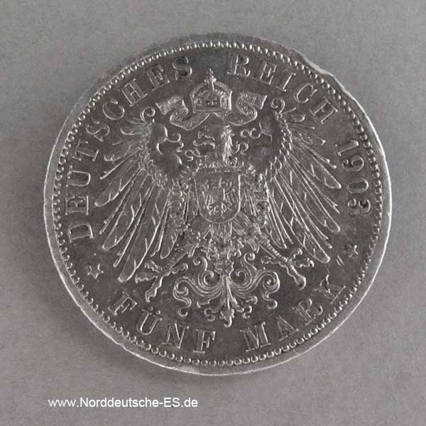 Deutsches Reich 5 Mark Friedrich Baden 1903 G