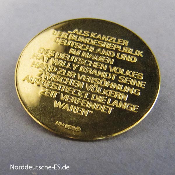 Deutschland Goldmedaille Friedensnobelpreis 1971 Willy Brandt