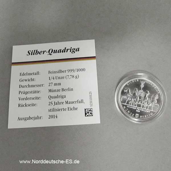 Deutschland Berlin 1_4 oz Silber Quadriga 2014