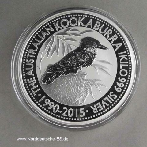 Kookaburra 1 kg Silber 25 Jahre Sonderedition 1990-2015