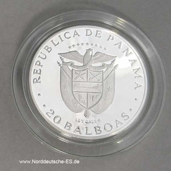 Panama 20 Balboas Silber Stempelglanz 1973
