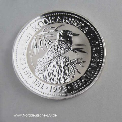 Australien 2 oz Silber 2 Dollars Kookaburra 1993