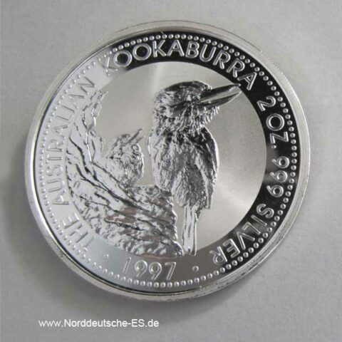 Australien 2 Unzen Silber 2 Dollars Kookaburra 1997