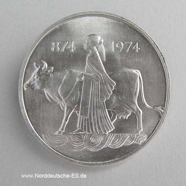 Island 500 Kronur Silbermünze 1974