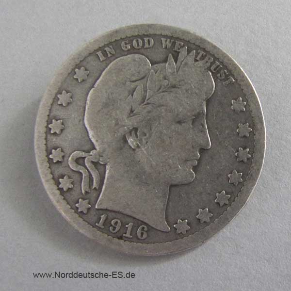 Quarter Dollar 1892–1916 Barber Quarter