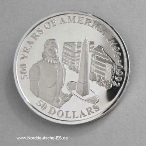 Cook Islands 50 Dollars 1992 Pedro de Mendoza