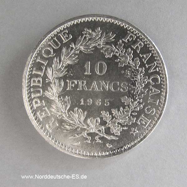 Frankreich 10 Francs Silbermünze Herkulesgruppe 1965-1973