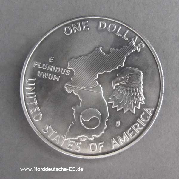 USA 1 Dollar Silbermünze Ende Koreakrieg 1991