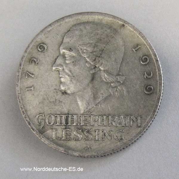 3 Reichsmark 1929 A Lessing
