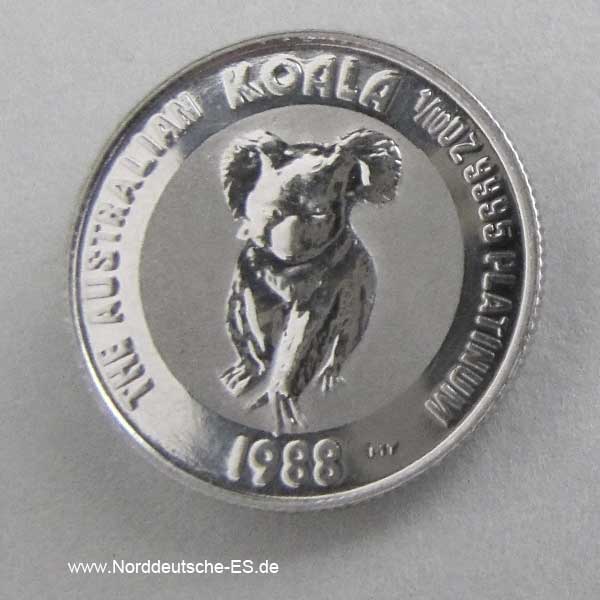 Australien Koala 1_10 oz Platin 15 Dollars 1988