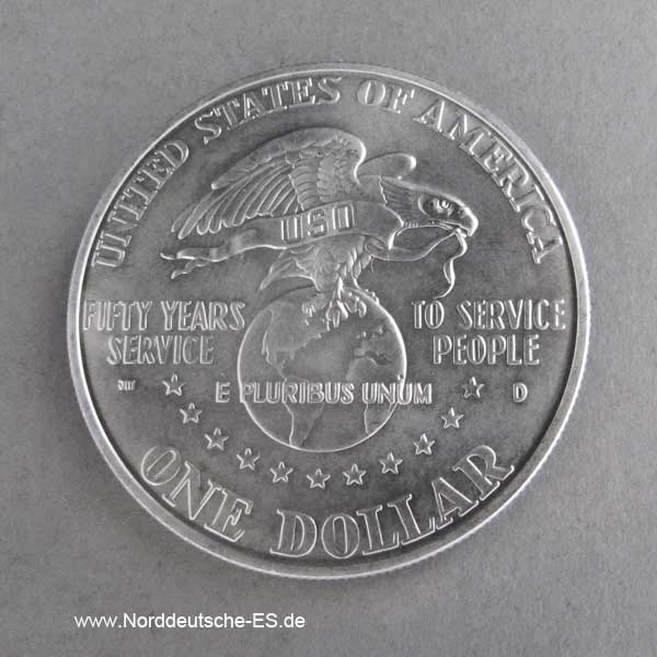 USA 1 Dollar 1991 Silbermünze 50 Jahre USO