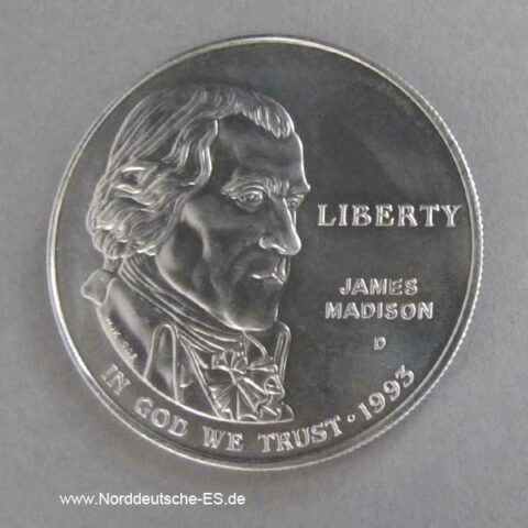 USA 1 Dollar Silbermünze James Madison 1993