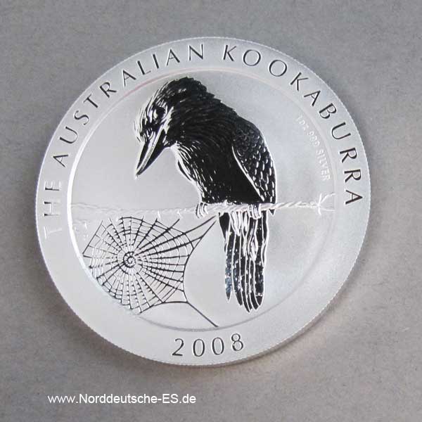 Australien Kookaburra 1 oz Silber 1 Dollar 2008