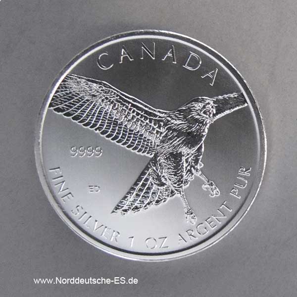Kanada 1 oz Silber Birds of Prey Rotschwanzbussard 2015