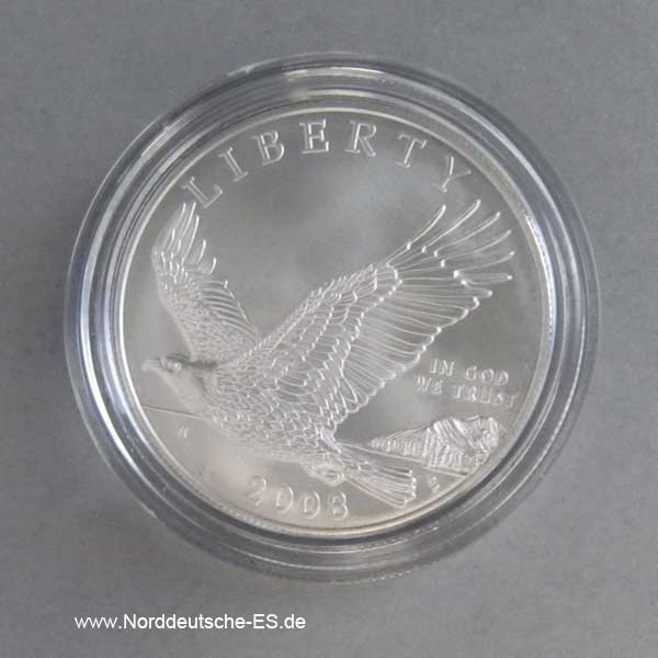 USA 1 Dollar Silbermünze Bald Eagle 2008 Zertifikat OVP