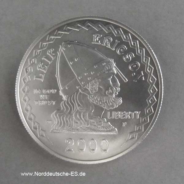 USA 1 Dollar Silbermünze Leif Ericson 2000