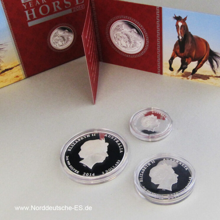 Silbermünzen Set 3 x Year of the Horse 2014