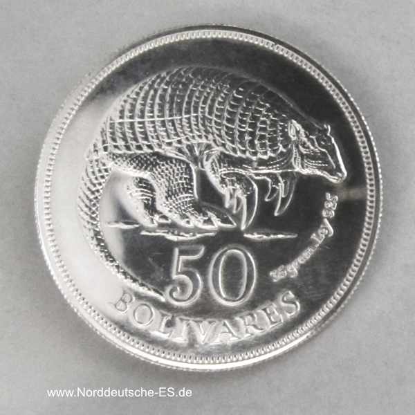 Venezuela 50 Bolivares Gürteltier Silber