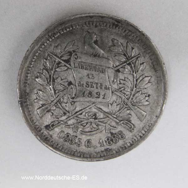 Guatemala 25 Centavos 1888