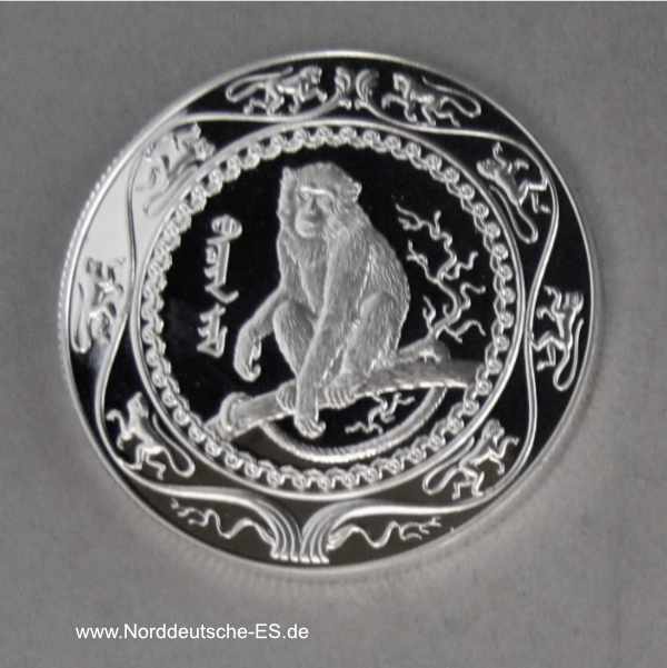 Mongolei 500 Togrog Silbermünze Affe 2004 Lunarkalender