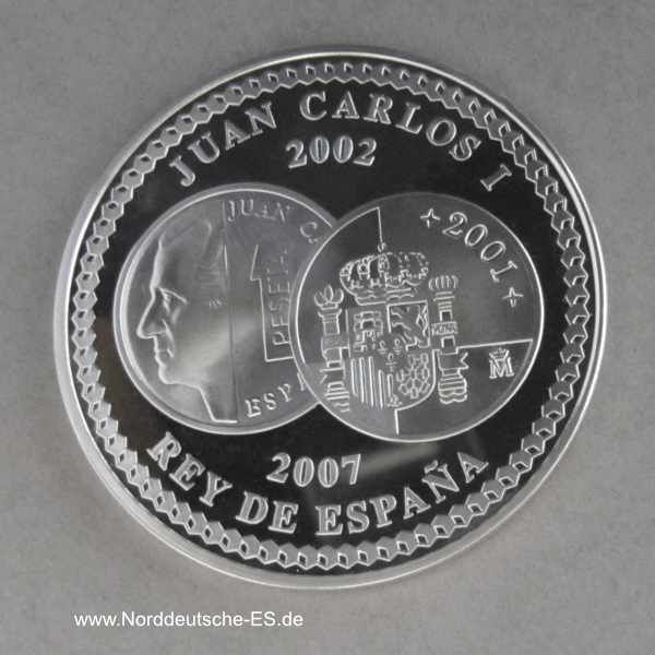 Spanien 10 Euro Silbermünze V Anniversario del Euro 2007