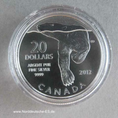 Kanada Gedenkmünze Polarbär 2012 Feinsilber 20 Dollars