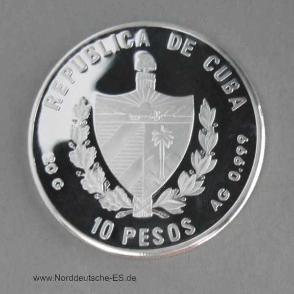 Kuba 10 Pesos Feinsilber 999