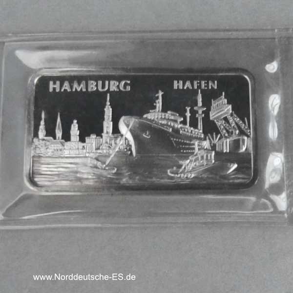 Silbermotivbarren Heraeus 1 Unze Feinsilber 999 Hamburg Hafen