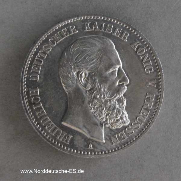 Deutsches Reich 2 Mark Friedrich III 1888 A Preussen Silbermünze