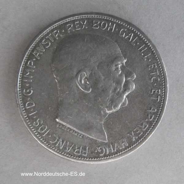 Österreich 5 Kronen Silber Franz Joseph I 1909 Schwartz
