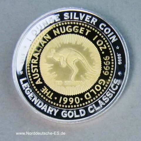 Benin 1 oz Australian Nugget Silbermünze teilvergoldet 1000 Francs 2015