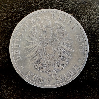 Kaiser Wilhelm I - 5 Mark -Silber 1876