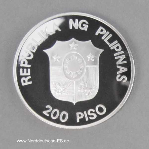 Philippinen 200 Piso Silbermünze Tamaraw 1987 Mindoro-Zwergbüffel