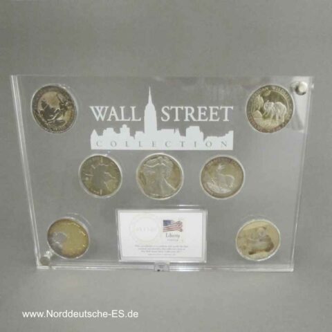 Wall Street Collection 7 x 1 oz Silber teilvergoldet 2017