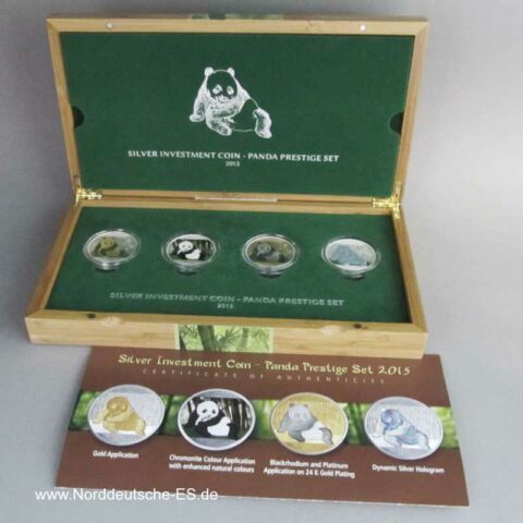 China 4x10 Yuan Silver Investment Coin Prestige-Set Panda 2015