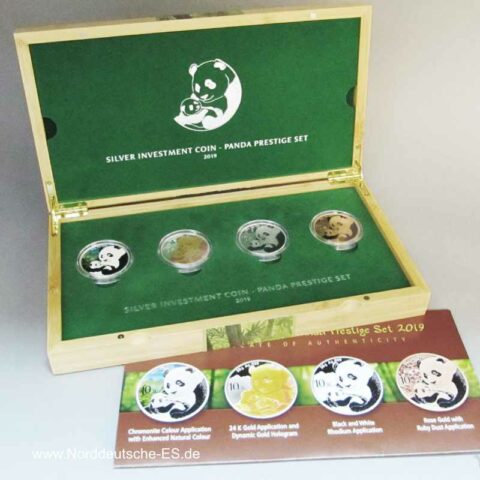 China 4x10 Yuan Silver Investment Coin Prestige-Set Panda 2019