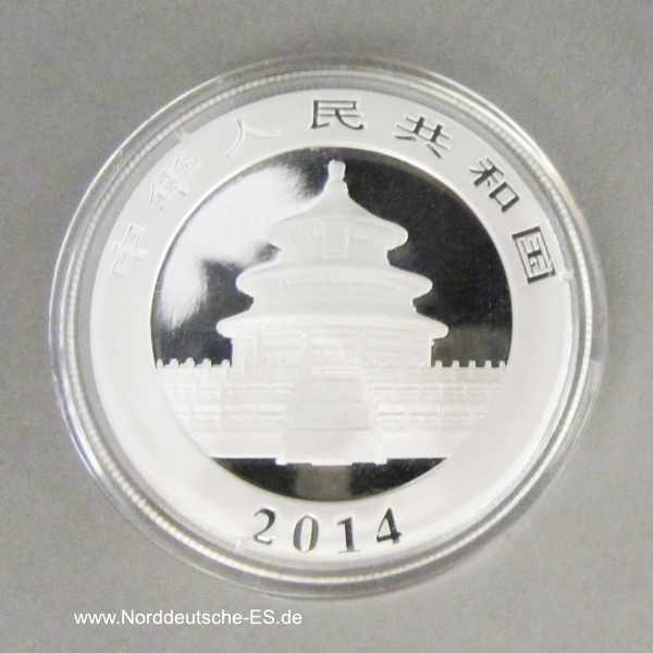 China Panda 10 Yuan 1 oz Silbermünze teilvergoldet 2014