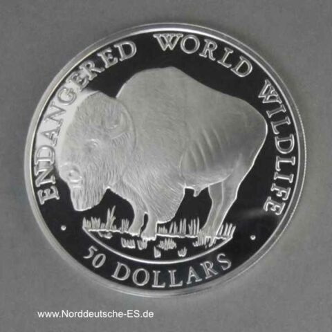 Cook Islands 50 Dollars 1990 Endangered World Wildlife Bison