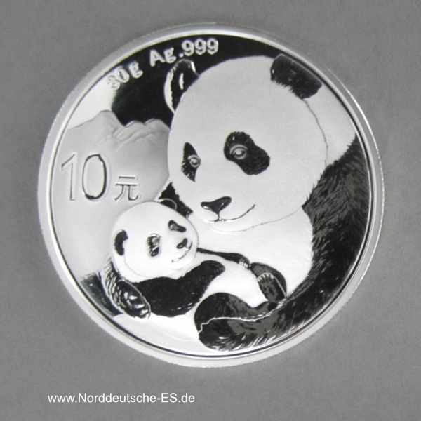 China Panda 10 Yuan 30g Silbermünze 2019
